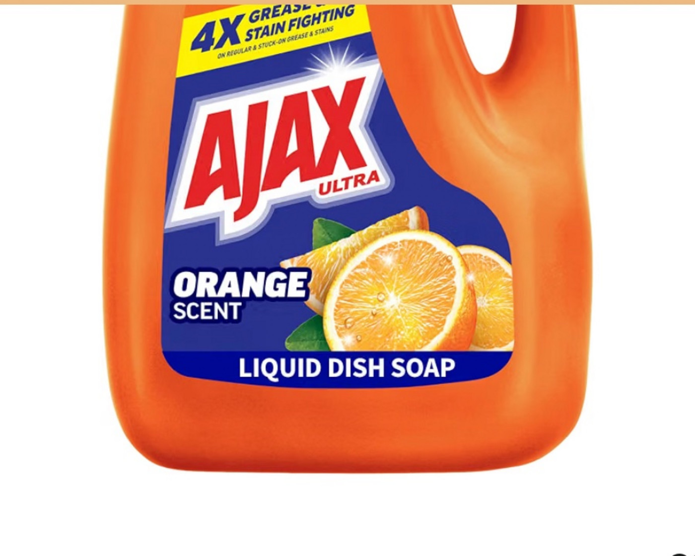 Orange bottle of Ajax Ultra liquid dish soap in orange scent